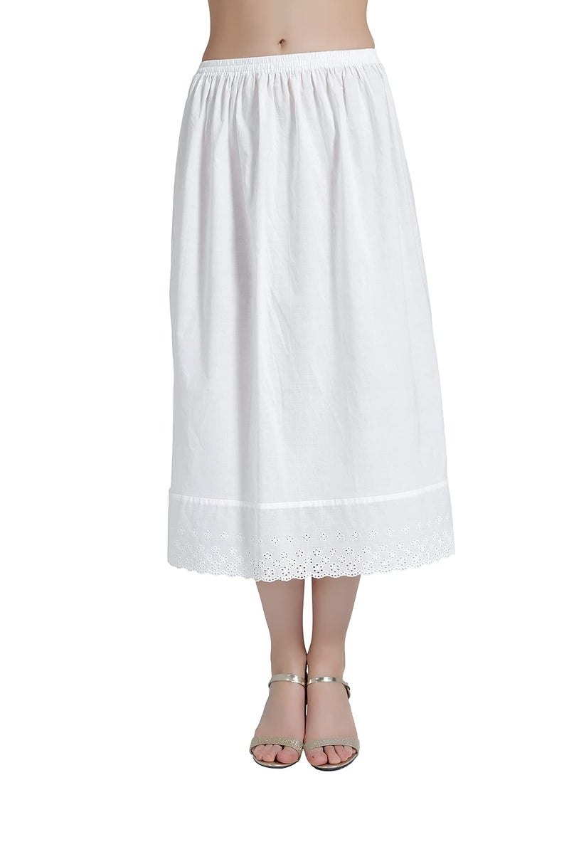 BEAUTELICATE Half Slip Skirt Extender with Lace Embroidery 100% Cotton Vintage Underskirt - Image 1